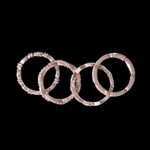 Set of 4 Express Silver Cubic Zirconia Stacking Rings - Picture 5 of 6